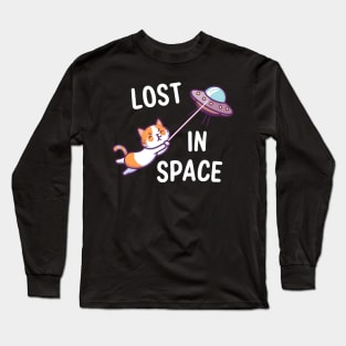 Funny cat lost in space Long Sleeve T-Shirt